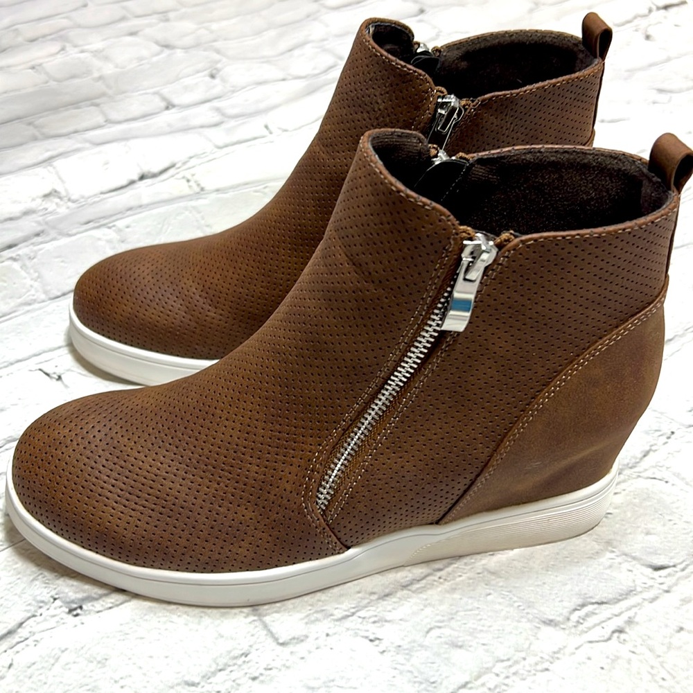 Journee Collection Penelope Wedge Sneakers - Brown
